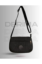 DERİMA Water Resistant Three Compartment Crinkle Fabric Crossbody and Shoulder Bag