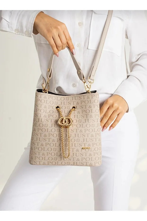 Original Justpolo Women's Dark Blue 5 Compartment Hand and Shoulder Bag