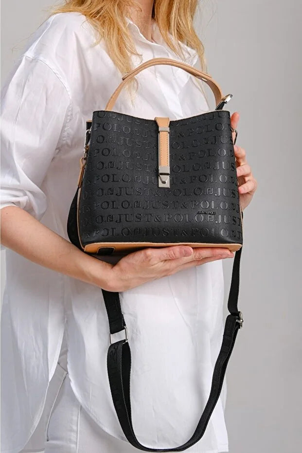 Original Justpolo Women's Dark Blue 5 Compartment Hand and Shoulder Bag