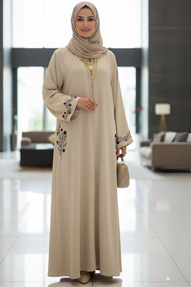 Muchmy Luxury High Quality Korean Nida Fabric Floral Embroidered Women's Abaya