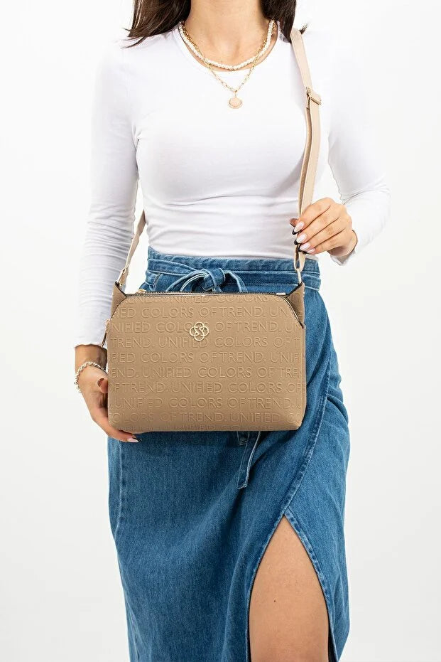 mugalas Black Text Printed Three Compartment Water Repellent Shoulder Cross Strap Quality Bag