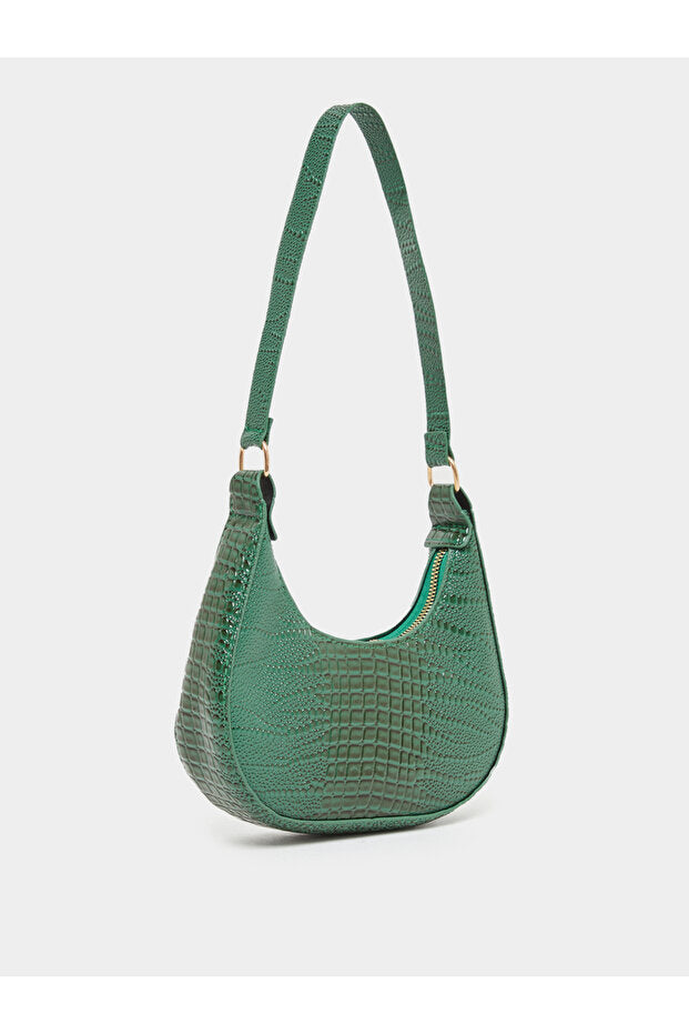 Styli Green Croco Shoulder Bag