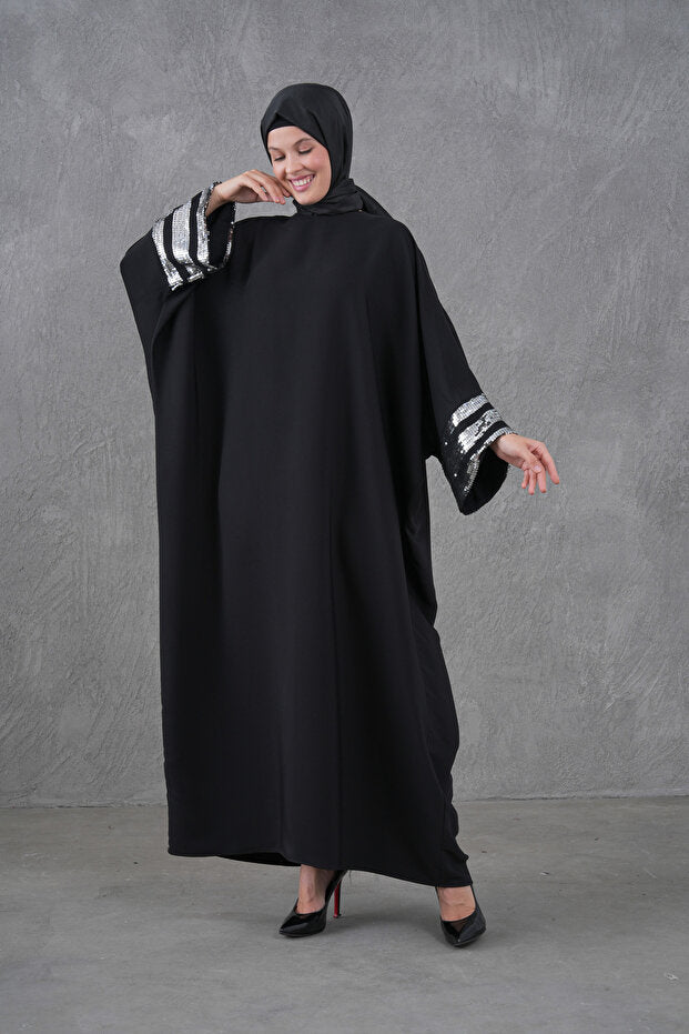Ferace Abaya with Sequin Stripe Detail on the Collar