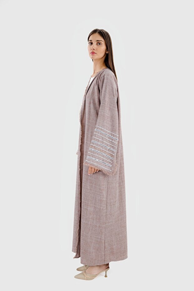 Ophelia Pearl Linen Abaya – Lightweight & Elegant Modest Wear for Women