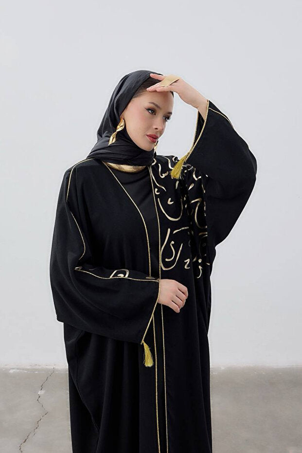 LEYLA STORE Stylish Ferace with Arabic Letters