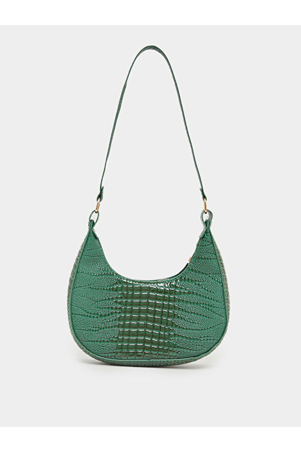 Styli Green Croco Shoulder Bag
