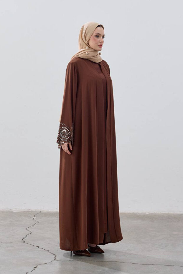 LEYLA STORE Elegant Bead Detailed Ferace