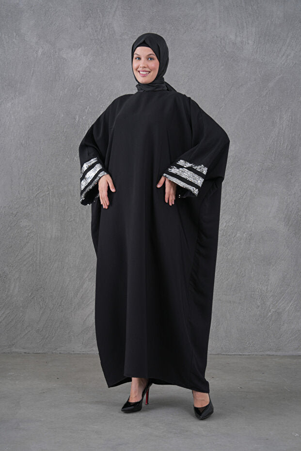 Ferace Abaya with Sequin Stripe Detail on the Collar