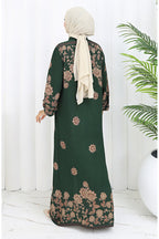 sefamerve Full length buttoned viscose dress 2096-02 emerald green