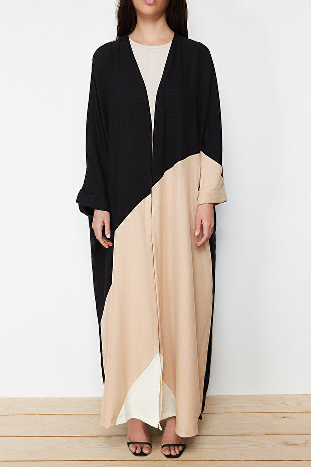 Trendyol Modest Long Woven Cap - Ferace with Stone Color Block TCTSS24KF00002