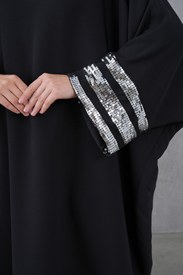 Ferace Abaya with Sequin Stripe Detail on the Collar