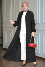 dilber fashion Ferace with Ruffled Sleeves and Hidden Zipper