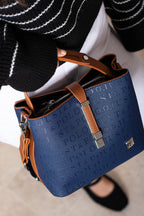 Original Justpolo Women's Dark Blue 5 Compartment Hand and Shoulder Bag