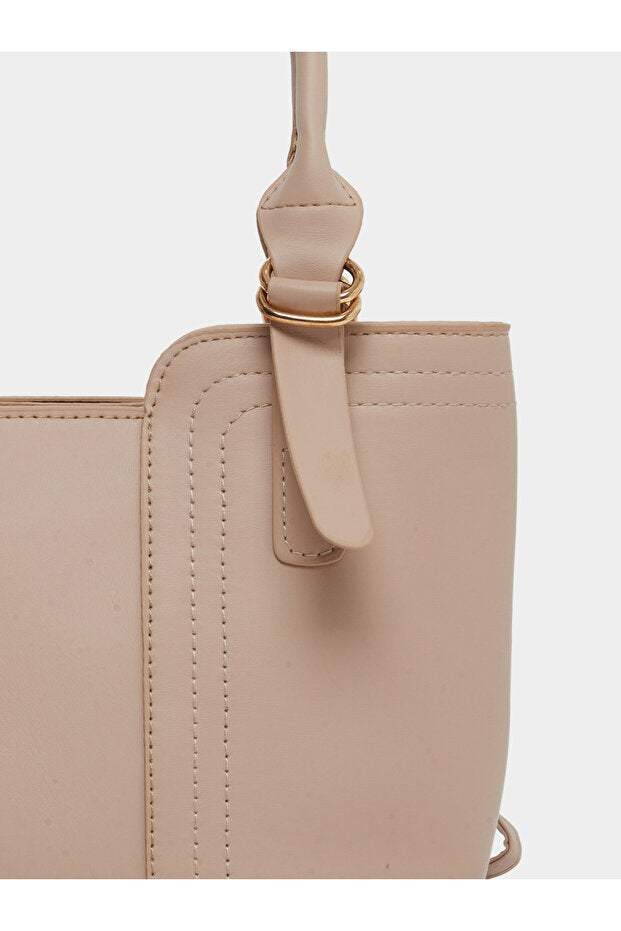 Styli Contrast Stitch Shoulder Bag with Zip Closure