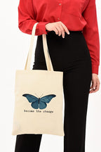 Çınar Bez Çanta Become The Change Printed Raw Cloth Bag