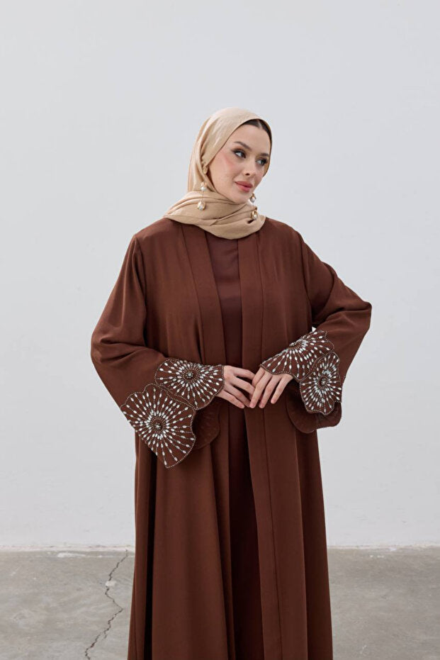 LEYLA STORE Elegant Bead Detailed Ferace