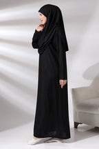 İhvan One Piece Women's Prayer Dress with Bag Black