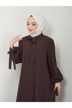 Ayşe Melek Fashion Women's Evening Dress with Scarf Collar Ferace - 2662