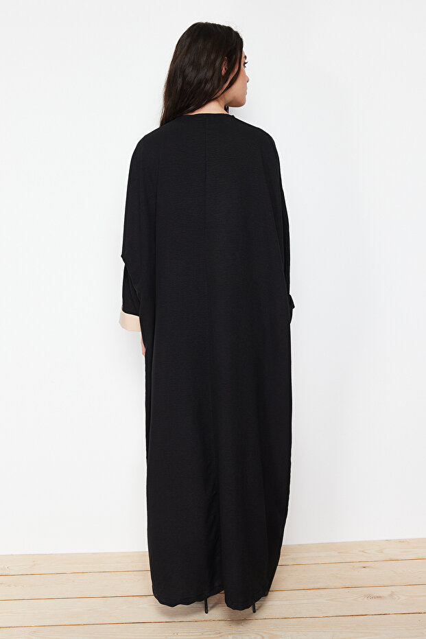 Trendyol Modest Long Woven Cap - Ferace with Stone Color Block TCTSS24KF00002