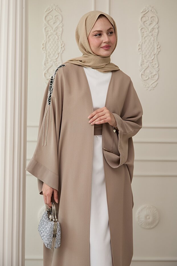 InStyle Abaya with Beige Draped Stone Dress