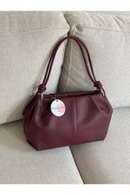 BAGLOVİS Women's Knot Detailed Medium Size Burgundy Faux Leather Zippered Shoulder Bag En35 Boy20