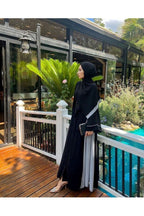 BYAYSEKORKUT Black Gray Abaya - Piece Design