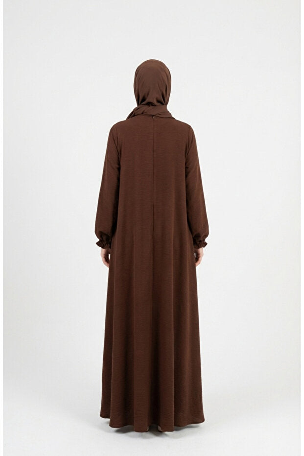 sefamerve Aerobin Fabric Sleeve Elastic Zippered Mevlana Ferace 4140-01 Brown