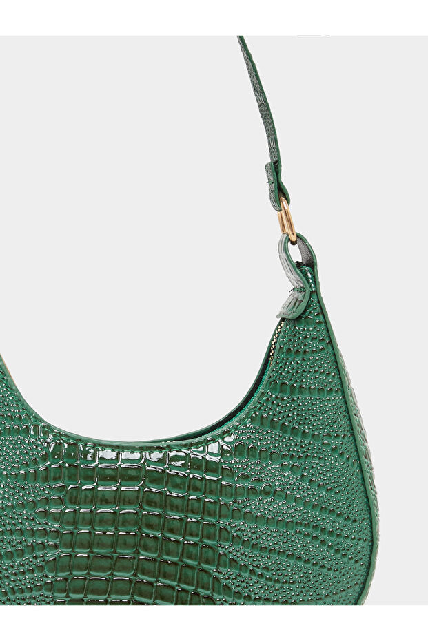 Styli Green Croco Shoulder Bag