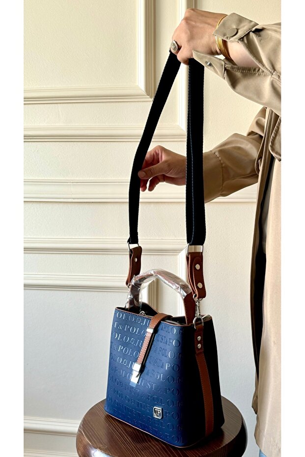 Original Justpolo Women's Dark Blue 5 Compartment Hand and Shoulder Bag