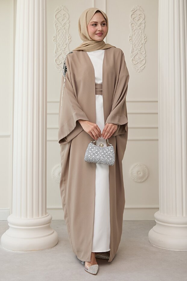 InStyle Abaya with Beige Draped Stone Dress