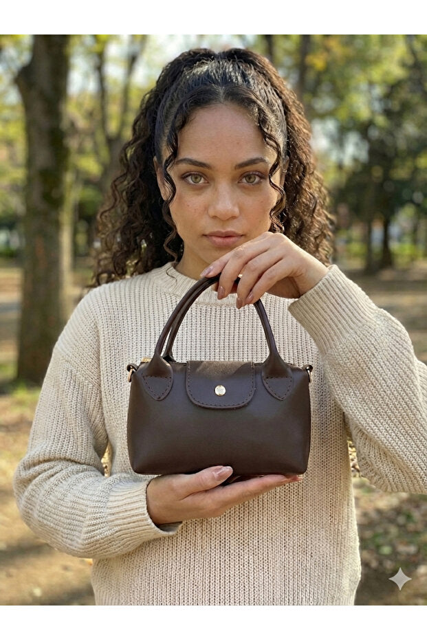 PurpleART Women's Bitter Brown Mini Hand and Shoulder Bag 13X20Cm