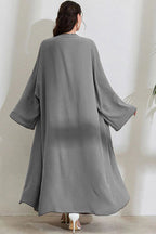 dorbe modest & stylish elegant multi-colors long sleeve belted two-piece women’s wear abaya set