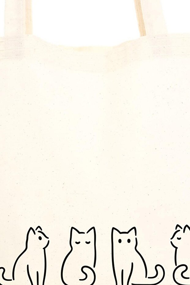 Çınar Bez Çanta Little Cats Printed Raw Cloth Bag