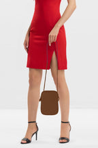 Frank Martin Venice Original - Tan Phone Holder Shoulder Bag with Cross Adjustable Strap and Zipper