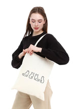 Çınar Bez Çanta Little Cats Printed Raw Cloth Bag