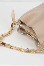 MODALAY Women's Vizyon Soft Leather 3 Compartment Handbag and Shoulder Bag with Scarf and Chain Accessories